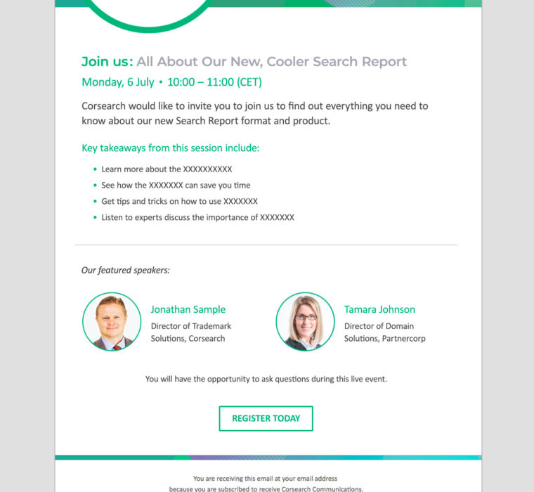 Corsearch Webinar Email Template